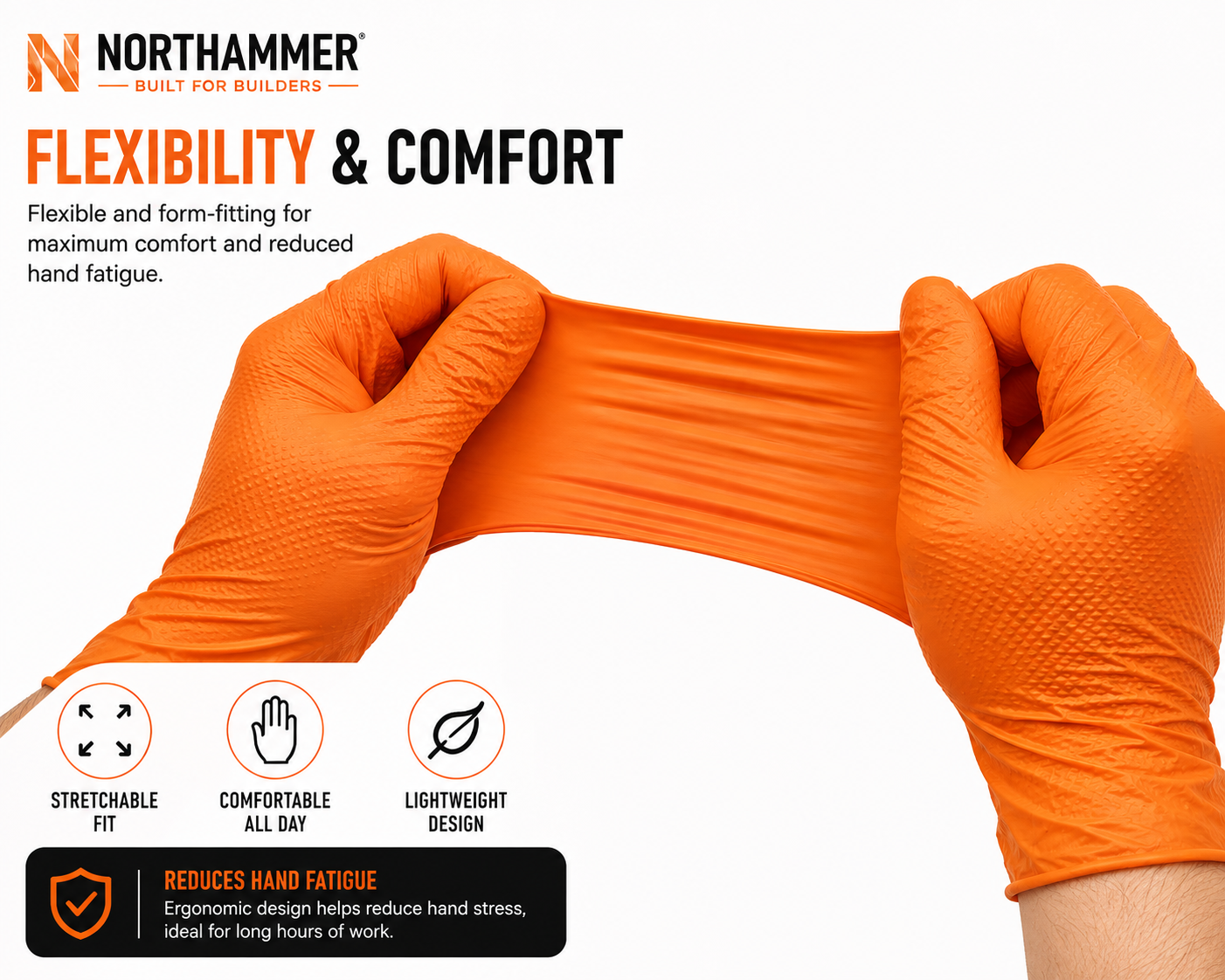 Orange Nitrile Work Gloves