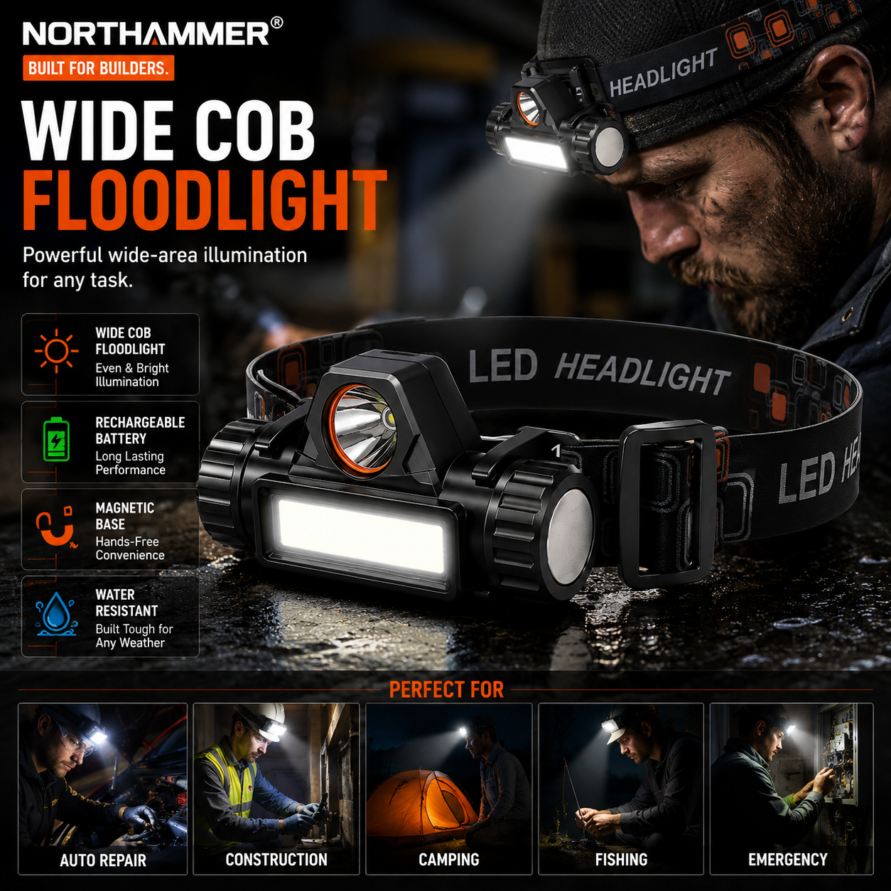 COB LED Headlamp