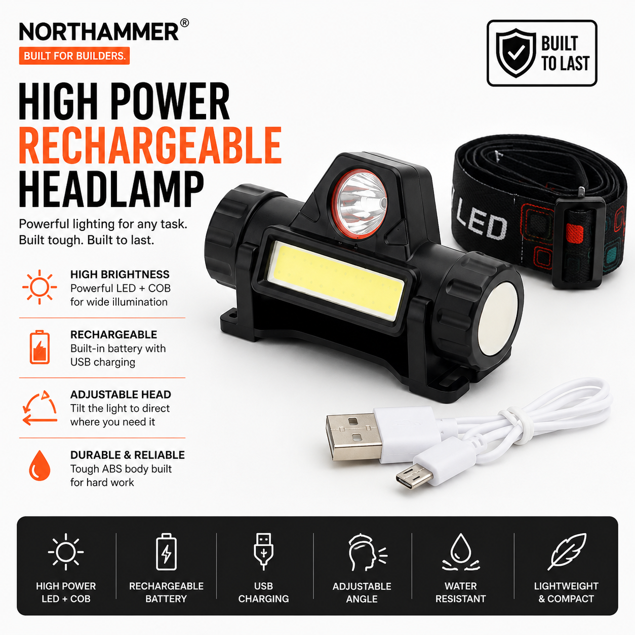 COB LED Headlamp