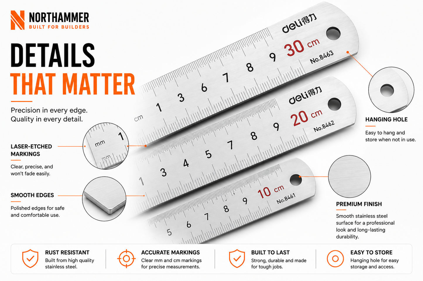 Stainless Steel Ruler Set
