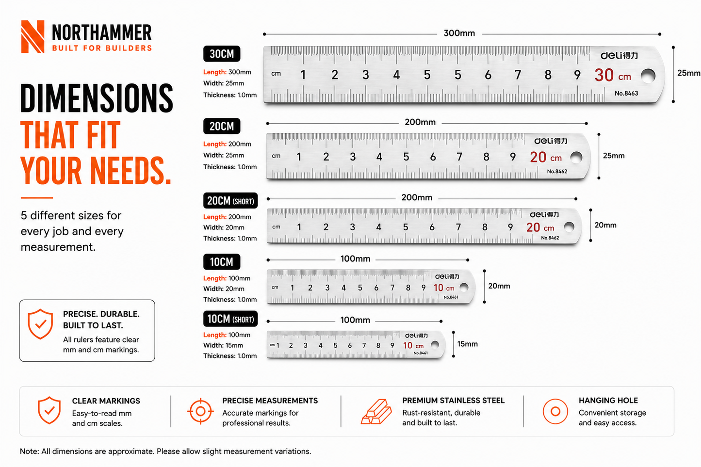 Stainless Steel Ruler Set